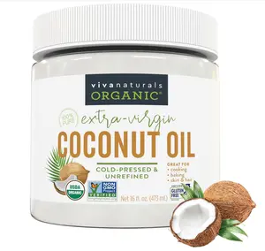 Viva Naturals Organic Coconut Oil, 16 fl oz – Unrefined, Cold-Pressed Extra Virgin Coconut Oil, USDA Organic & Non-GMO, Natural Cooking Oil, Hair Oil & Skin Oil