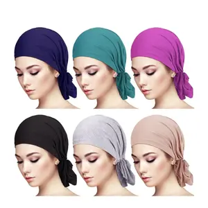 6 pcs Soft Pre-Tied Head Scarves - Turban Hats in Assorted Colors - Ideal for Chemotherapy and Casual Attire