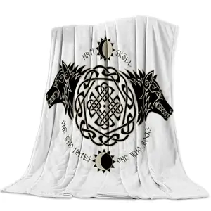 Viking Wolf Totem Bedspread Blanket High Density Super Soft Flannel Blankets for Sofa Bed Car Portable