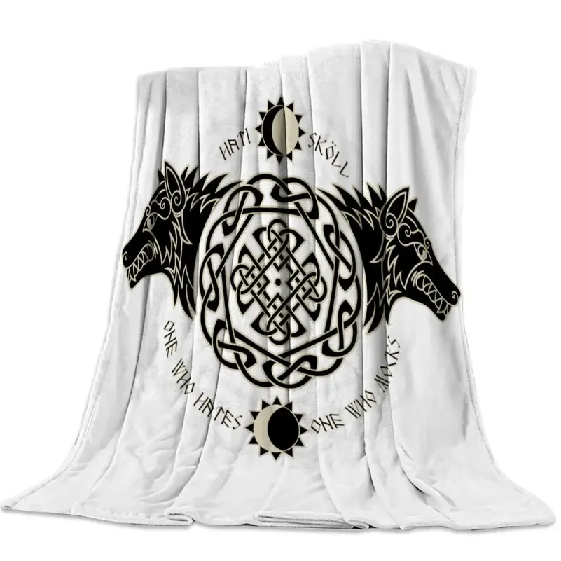 Viking Wolf Totem Bedspread Blanket High Density Super Soft Flannel Blankets for Sofa Bed Car Portable summerwins