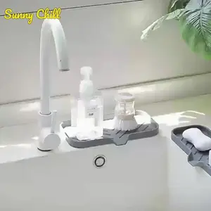 Silicone Square Drain Pad, Pot Bowl Dish Draining Rack, Bowl Drying Rack, Heat Resistant Non-Slip Kitchen Sink Tray, Soap Dispenser Holder, Countertop Cleaner Mat, Drainboard Dish Drainers