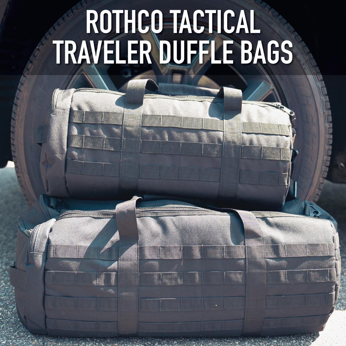 Rothco Tactical Traveler Duffle Bag 19 & 24 Inches Long x 9 & 12 Inches Tall 20 & 45 Liter Capacity Water-Resistant PVC Backed Polyester Military Equipment Bag with Dual Zipper Closure