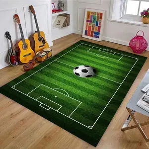 Soccer Rug for Bedroom Home Field Design Large Non Slip Sports Carpet,Soccer Field Rugs for Living Room and Game Room Decor