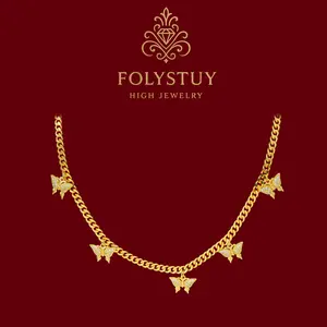 [5.2mm-19.6inches]【FOLYSTUY (Y137)】Cuban Butterfly Necklace Unisex Chain & Link Elegant Design