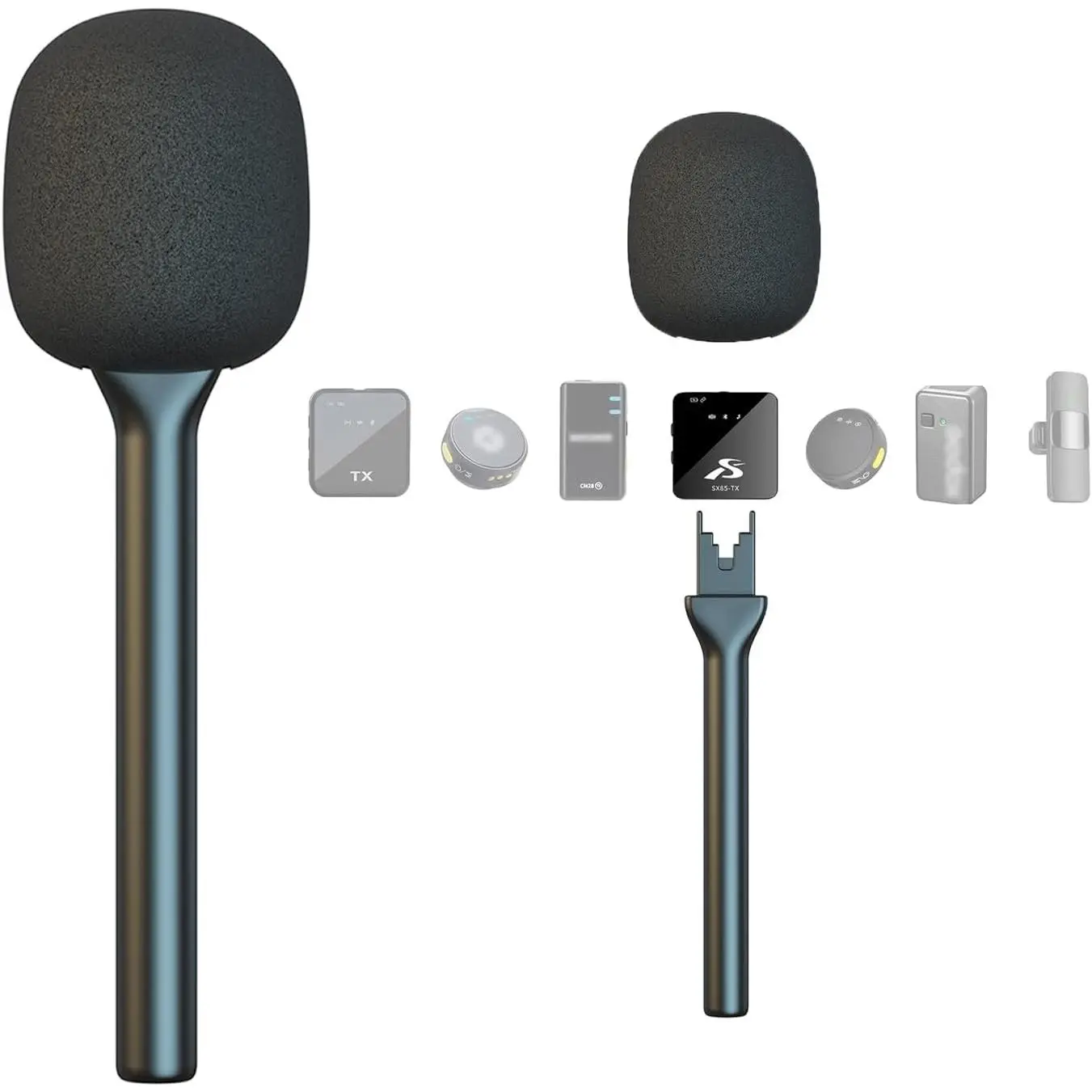 Mic Handle for DJI RODE Microphone Handheld Stand for  GO, Interview Microphone Rig for All Lavalier Mic,  MiniMic Adapter for Vlogging/Interview/Podcast/Reports/Content Creation