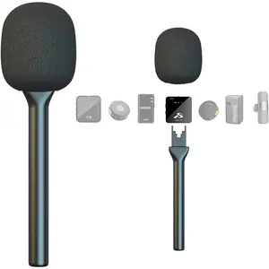 Mic Handle for DJI RODE Microphone Handheld Stand for  GO, Interview Microphone Rig for All Lavalier Mic,  MiniMic Adapter for Vlogging/Interview/Podcast/Reports/Content Creation