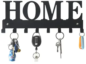 Key Holder for Wall, Nail-Free Key Holder, Key Rack Key Holder Wall Mounted Key Hooks for Wall Decorative Key Organizer Rack Hanger for Entryway, Wall, Hallway, Office, Matte Black,11.2''4.7''0.6''