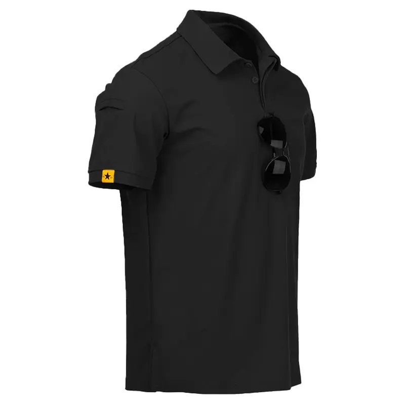 ZITY Men's Short Sleeve Polo Shirt - Moisture Wicking, Breathable, Quick Dry, Stretch Active Tops with Button Collar and Pocket for Keys - Ideal for Golf, Tennis