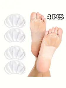 2 Pairs/4 Pieces Shock Absorbing Non-Slip Self-Adhesive Shoe Heel Protector, Transparent Silicone Forefoot Buffer Pad, Comfortable Shoe Insole