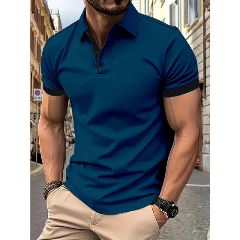 [Regular Fit Breathable Golf Shirt] Regular Shirt, Men's Casual V-Neck T-Shirt Short Sleeve For Summer, Clothing Fabric Menswear