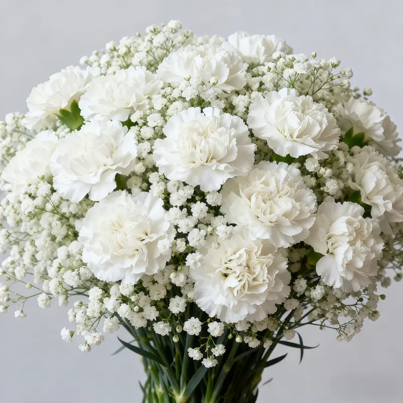 Artificial white carnations and baby's breath combination, Decorative Bouquet, Artificial Flowers, perfect for home decoration - holiday decoration - wedding decoration - bridal bouquet - gift giving - store decoration - restaurant decoration