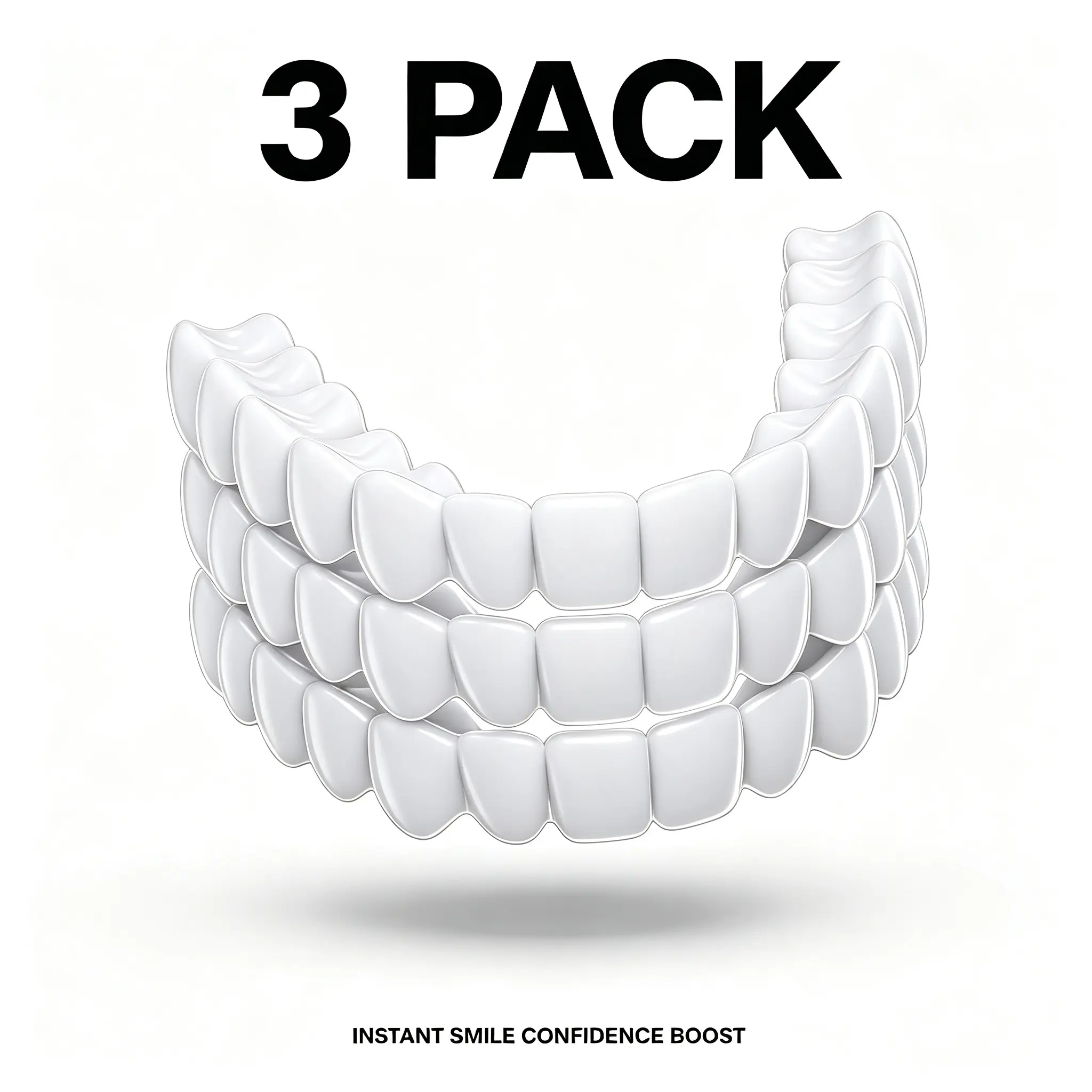 【3PC】Perfect Teeth Temporary Snap Replacement Fake Veneers Tooth Kit Adjustable Snap On False Teeth Smile Natural Looking & Comfortable Fit for a Confident Beautiful Smile  Perfect for Photos Party Essential Men & Women