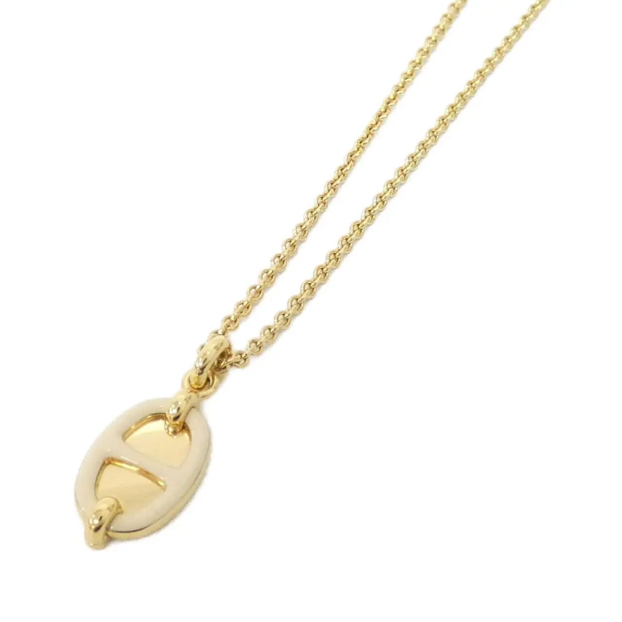 Pre-owned HERMÈS Gold-plated Small Leather Goods Hermes Mini Maillon Necklace