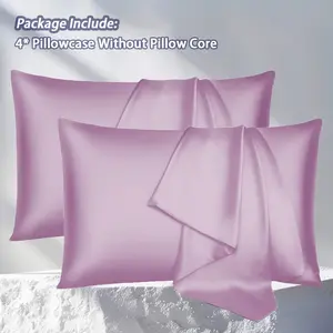 2/4-Pack Lilac Satin Silk Pillowcases - Cooling Luxurious Gentle on Skin Hair Care Pillow Covers - Mulberry Silk-Like Envelope Closure Soft-Toned Summer Beauty Sleep Bedding for Relaxing Bedroom (Unisex Gift, No Pillow Core)