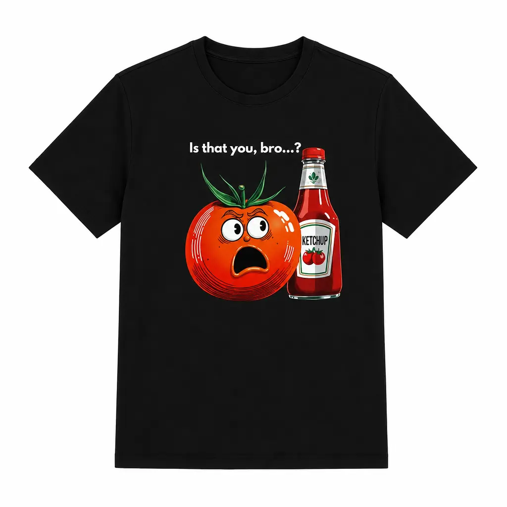 Premium Soft Cotton Unisex Funny Tomato Ketchup Food Meme Crew Neck Tee