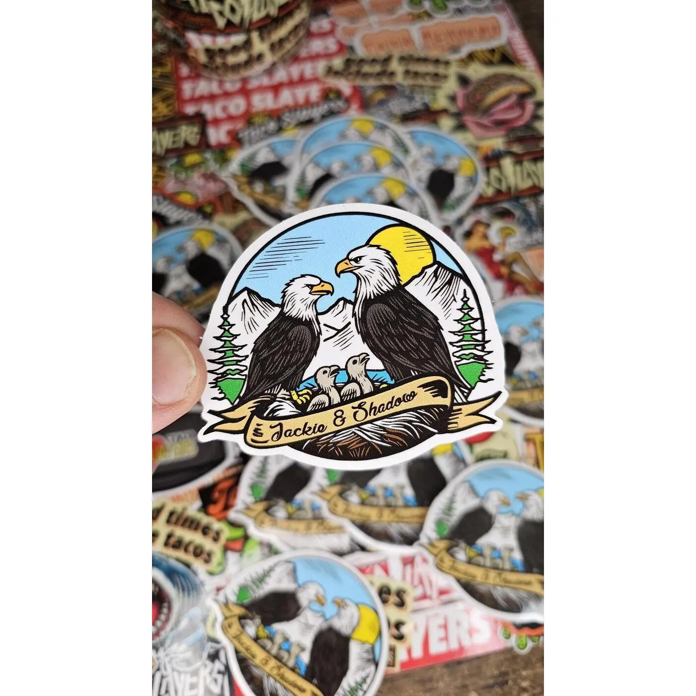 Eagle Sticker: Jackie & Shadow Design - Bright, Waterproof Vinyl HG