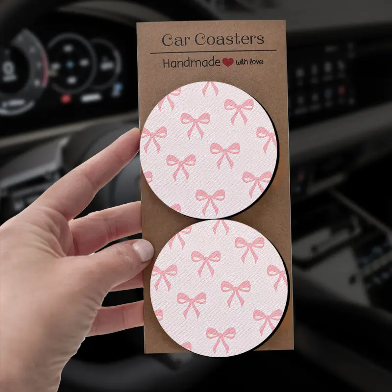 Handmade Bow Desktop Coasters Set of 2/4, Decorative Coaster, Absorbent Moisture Absorbing Non-Slip, Aesthetic Elegant Packaging, Gift Ready, Birthday Gift, Valentine's Day Gift, Christmas Gift, Holiday, Coaster for Desk