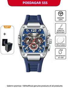 POEDAGAR Luxury Men's Watch Sports and Leisure Fashionable Waterproof Watch Night Light Dating Men's Watch Timing Quartz Silicone Men's Watch