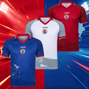 2026 Haiti Home And Away Blue White And Red Short Sleeve Soccer Jersey Fans Version Breathable