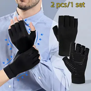 Outdoor Silicone Half-Finger Pressure Gloves, Cycling, Sports, Hiking, Fitness Gloves, 1 Set/2 Pieces, Stress Relief Gloves