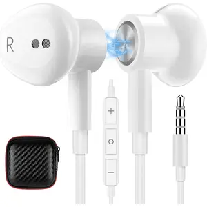 3.5mm Earbuds Noise Canceling Headphone with Microphone Magnetic in-Ear Wired Jack Earphone for Chormebook Google Pixel 4a 3a 5a Samsung A15 S10 S10e S9 Galaxy A03s A13 A14 Moto G Power Play