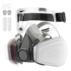 【fathersdaygift】VEVOR Reusable Half Face Cover with Safety Glasses and Filters Organic Vapor Mask Dust-proof Face Cover for Painting Polishing Welding Woodworking and Other Work Protection, Dustproof Gasproof Mask, Respirator Mask