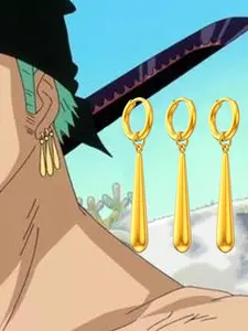 3 Pcs Drop Dangle Hoop Earrings for Women Men, Stainless Steel Hypoallergenic Gold Earrings Anime Cosplay Jewelry, Halloween Costumes Party Daily Wear Accessories, Elegant Minimalist Earrings