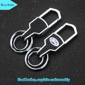 Metal Leather Car Emblem Keychain, Ford St Line Stline Mk3 Mk4 Focus Mustang Interior Accessory, 1 Piece Automotive Decoration