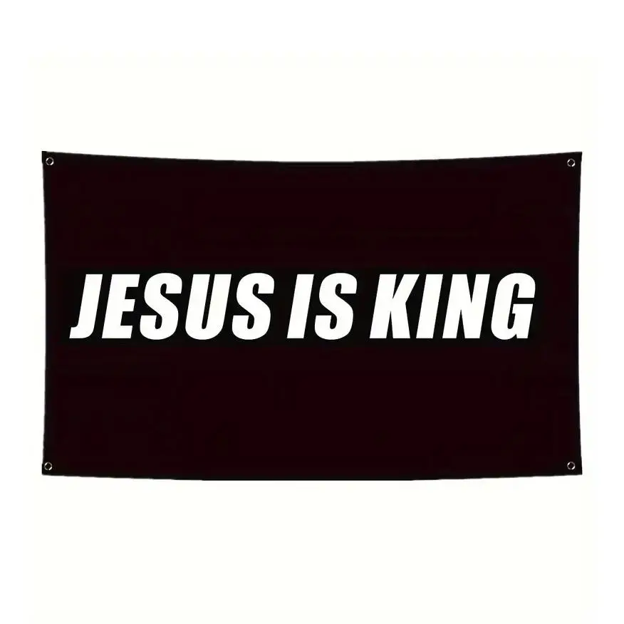 "Jesus Is King" Letter Pattern Backdrop, 1 Count Christian Party Decoration, Home Decor, Party Supplies for Indoor & Outdoor, Party Decorations Banners