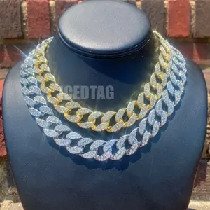 Mens 18” Flashy Iced Bling Out Golden Silver Miami Cuban Necklace Chain Jewelry Metal Coating