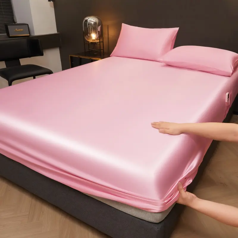 Pure Color Satin Mattress Cover Set, Simple Fashion Satin Bed Sheets (no Pillowcase), Silky Bedding, Polyester Bedding, Smooth Fabric, Comfortable, Multiple Sizes Available