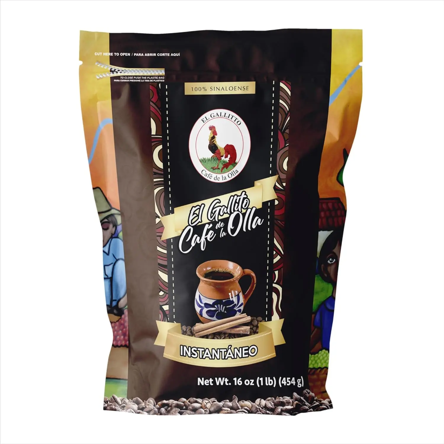 El Gallito Café de la Olla Instant Coffee Mix – Authentic Mexican Cinnamon Coffee | 16 oz (454g) Beverage