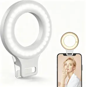 Clip on Ring Light,  Rechargeable 60 LED Selfie Ring Light for Phone, Laptop, Tablet