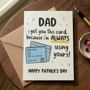 Funny Fathers Day Card for Dad style 3 - Gag Gift Card, Blank Inside, Ready to Gift Humorous Fathers Day Card for Dad, Funny Greeting Card, Blank Inside with Envelope Funny Card for Dad, Fathers Day Greeting Card, Gift From Daughter And Son