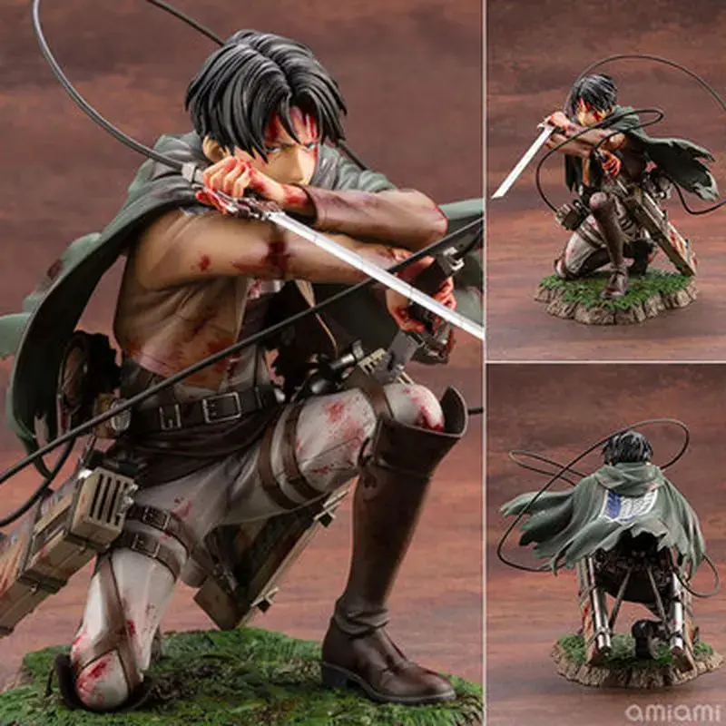 Kotobukiya Attack On Titan Levi Ackerman Action Figure Model, Battle-Damaged Bloody Kneeling Pose, Figurines for Collectors & Anime Fans, Collectible