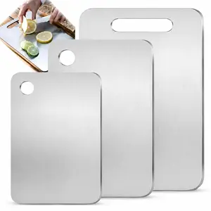 Titanium Cutting Board Set of 3 – 100% Pure Titanium Kitchen Cutting Boards, Knife-Friendly, Dishwasher Safe, Non-Toxic & Durable | Small, Medium & Large Sizes for Meat, Veggies & More