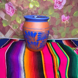 Cantarito relieve 1 litro color terracota azul