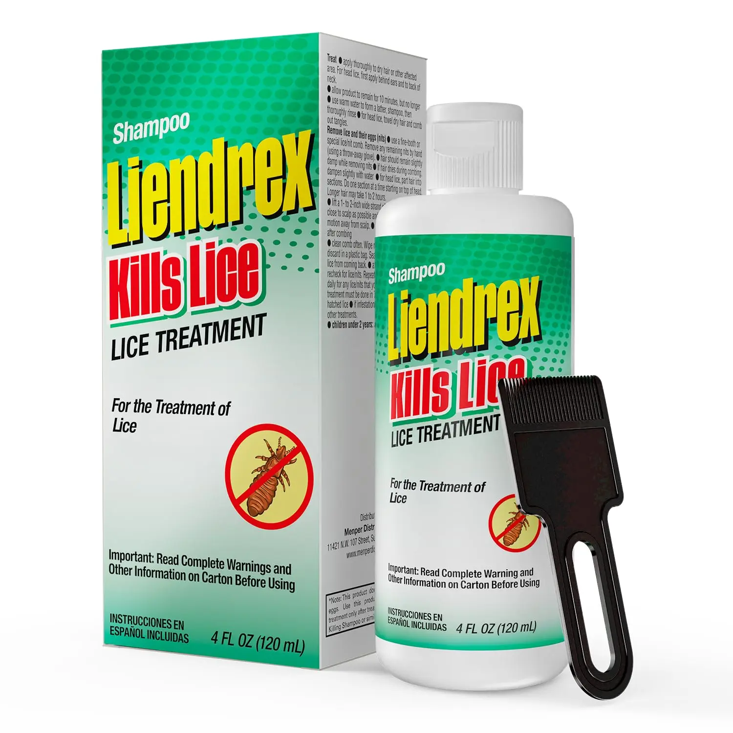Liendrex Lice Shampoo With Comb for Kids and Adults - Kills Lice, Removes Nits and Eggs