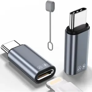 2 Pack Lightning to USB C Adapter for iPhone 15/16/16 Pro Max/Plus,Samsung S24,Support Charging,Type C Charger Connector Cable,Lightning Female to USB C Male Adapter,Not for Audio Gray