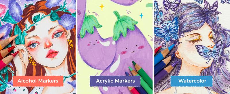 Ohuhu Professional ColoredPencils 72-color Oil-based for Coloring Portrait Sketching Landscape DurableSoftCore for Artist Adult Beginners HalawaSeries