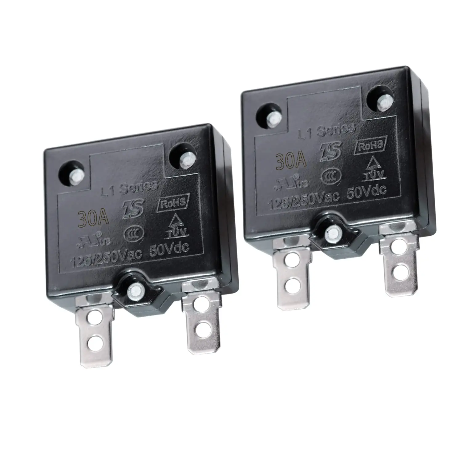 2Pcs 30A Automatic Thermal Circuit Breaker Thermal Overload Protector 30Amp L1 Series 125-250V AC 50V DC Automatic Reset Relay Fuse Thermal Switch Circuit Breaker Current Overload Protector