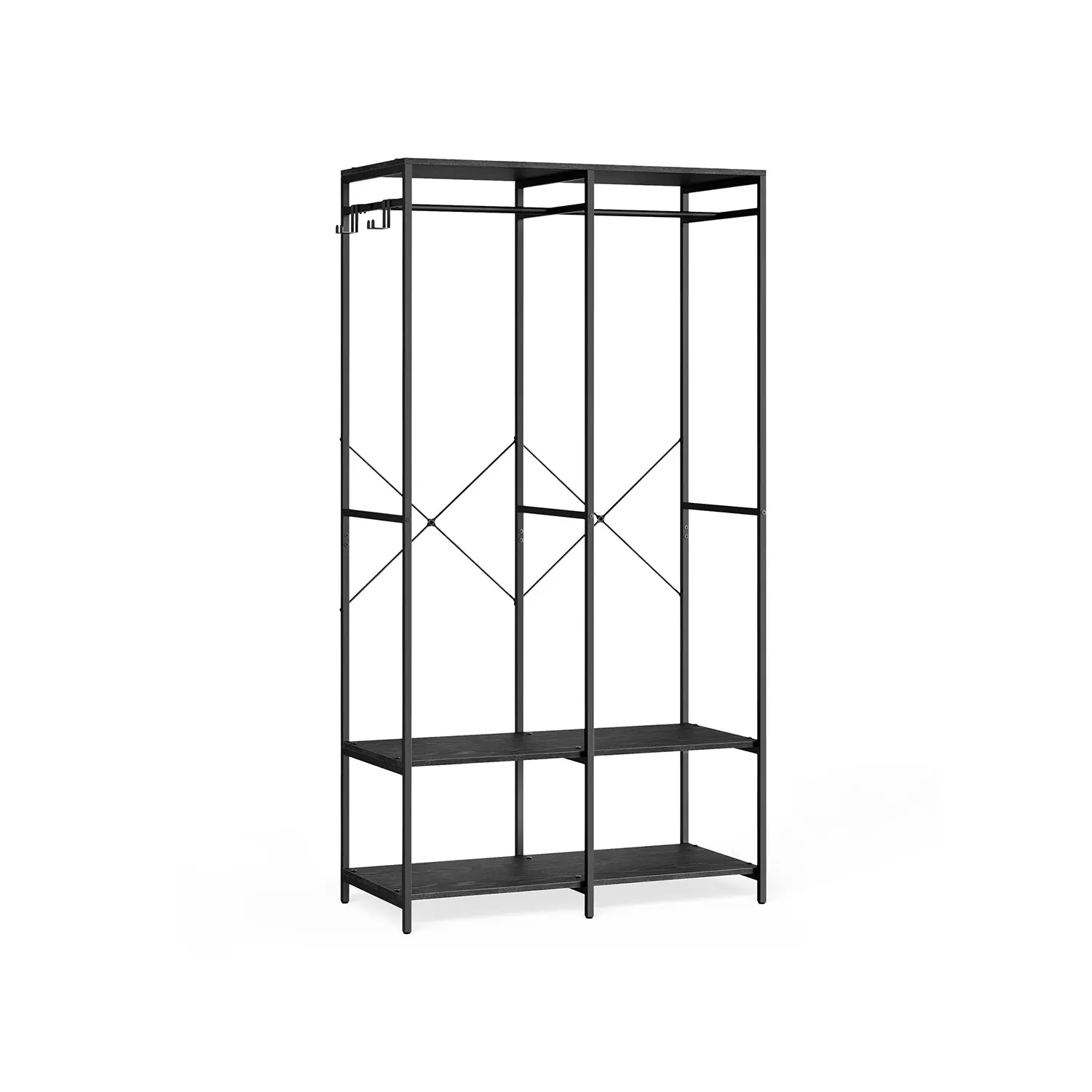 SONGMICS Clothes Rack with Hanging Rods Ebony Black