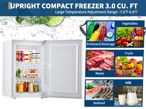 【GARVEE】3.0 Cu.Ft Upright Freezer with Reversible Door & 7-Temp Control – Compact Energy-Efficient Freezer for Apartments, Dorms, Offices – White