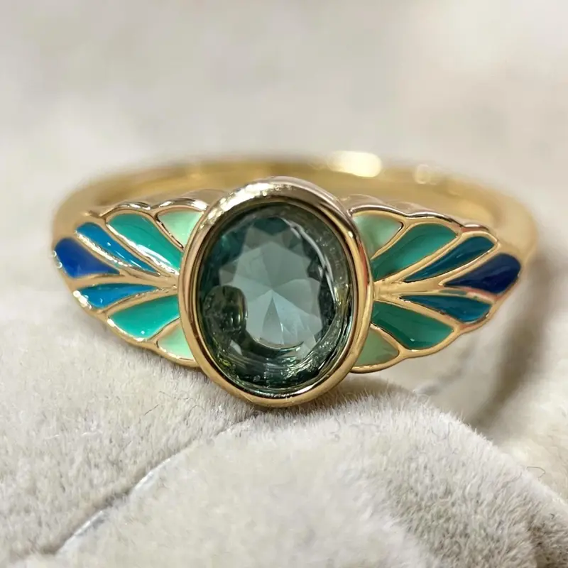 Vintage Unique Exquisite boho green Cubic Zirconia Ring for woman Daily Vacation Music Festival Anniversary Gift Couple's Gift,Gift for her Vintage Rings Jewelry Boho Style Rings