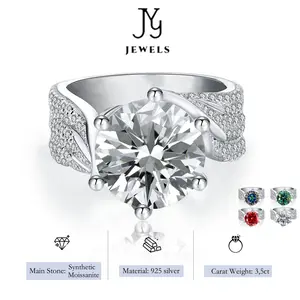 [JYJZZ178]  （Abril）Synthetic Moissanite S925 Silver 3 CT Six Claw Fashion Design Four Color Premium Feeling Proposal Couple's Ring.