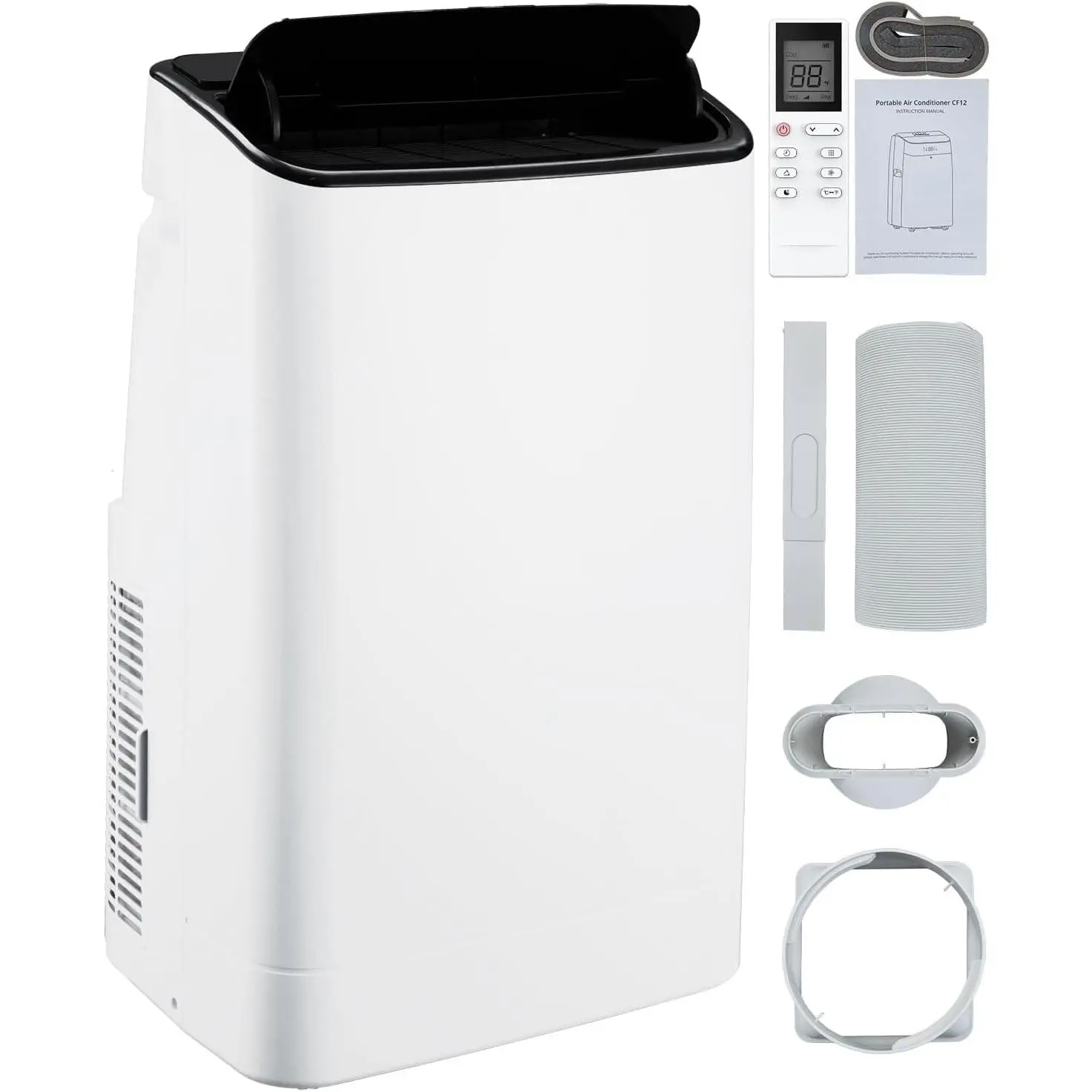 GARVEE 14000 BTU Packaged 3 In 1 Residential Portable Air Conditioner - Free Standing Cooling Solution for 750 Sq.Ft Apartments, Dehumidifier, Remote Control, LED Display, 24H Timer, White