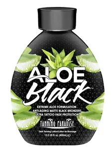 Tanning Paradise Aloe Black – Matte Black Bronzing Lotion 13.5 oz | Anti-Aging, Hydrating & Tattoo-Safe Bronzer