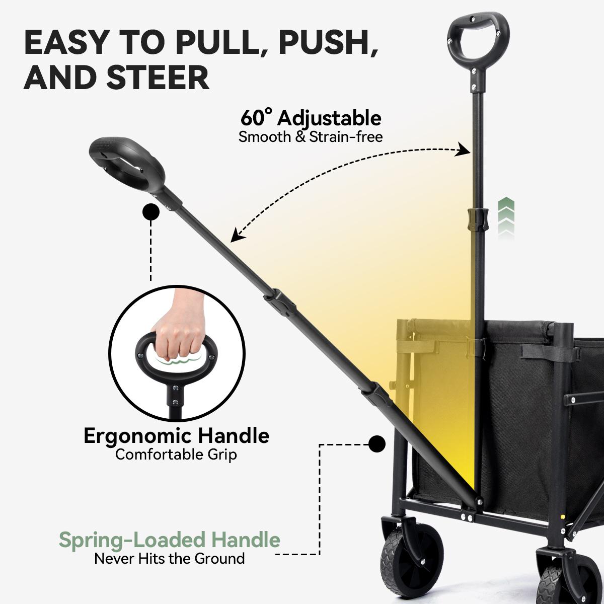 Hikenture Wagon Cart Foldable,Ultra-Compact Small Utility Folding Wagon,Heavy Duty Grocery Cart with All-Terrain Wheels,Portable Collapsible Wagon for Garden,Beach Wagon,Camping Wagon,summervibes