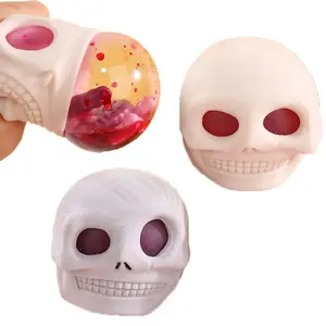 Squeeze Skulls with Blood and Maggots Halloween Prank Toys