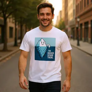 I'm Bigger Down There T-Shirt | Funny Iceberg Pun Tee | Pixel Humor Graphic Shirt | Unisex Gift for Him | Sarcastic Nerdy Shirt